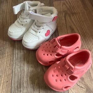 Kids White and Pink Heart Sneakers